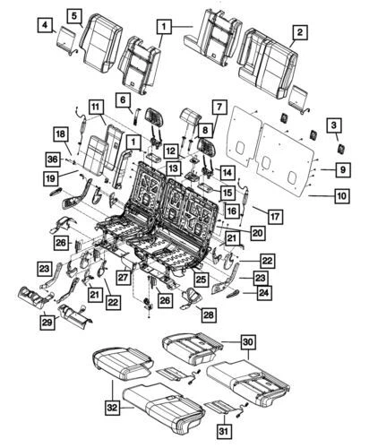 Cabezal de reposacabezas para Jeep Grand Cherokee 2016-2017 (P/N 6EZ22HL1AA)