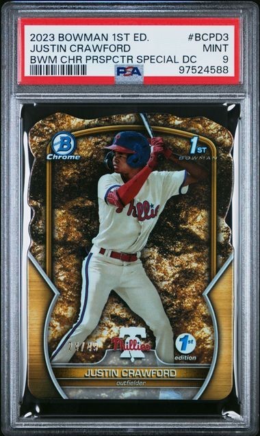 2023 Bowman Chrome 1st Justin Crawford #BCPD-3 Die-Cut Gold Nugget /49 (RC)