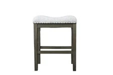 Azalea Park Bar Height Upholstered Wood Saddle Stool
