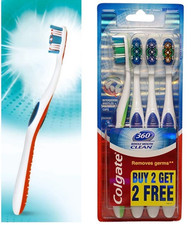 12x Colgate 360 Degree Whole Mouth Clean Toothbrush SOFT 3  4 pack 