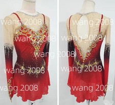 Ice Figure Skating Competition Dress Girls' Baton Costume red dyeing