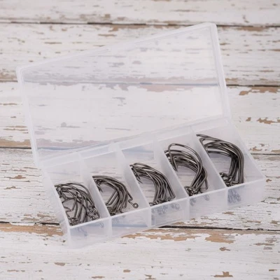 BERNHSTEIN Haken Jighaken Offset-Haken Dropshot Raubfisch Set Gr. 8 bis 1, 50 Stück mit Box