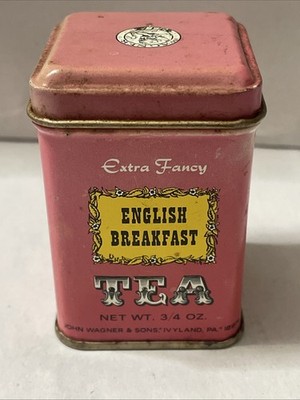 Vintage John Wagner & Sons Extra Fancy English Breakfast Tea Tin Empty 1.5x2.5''