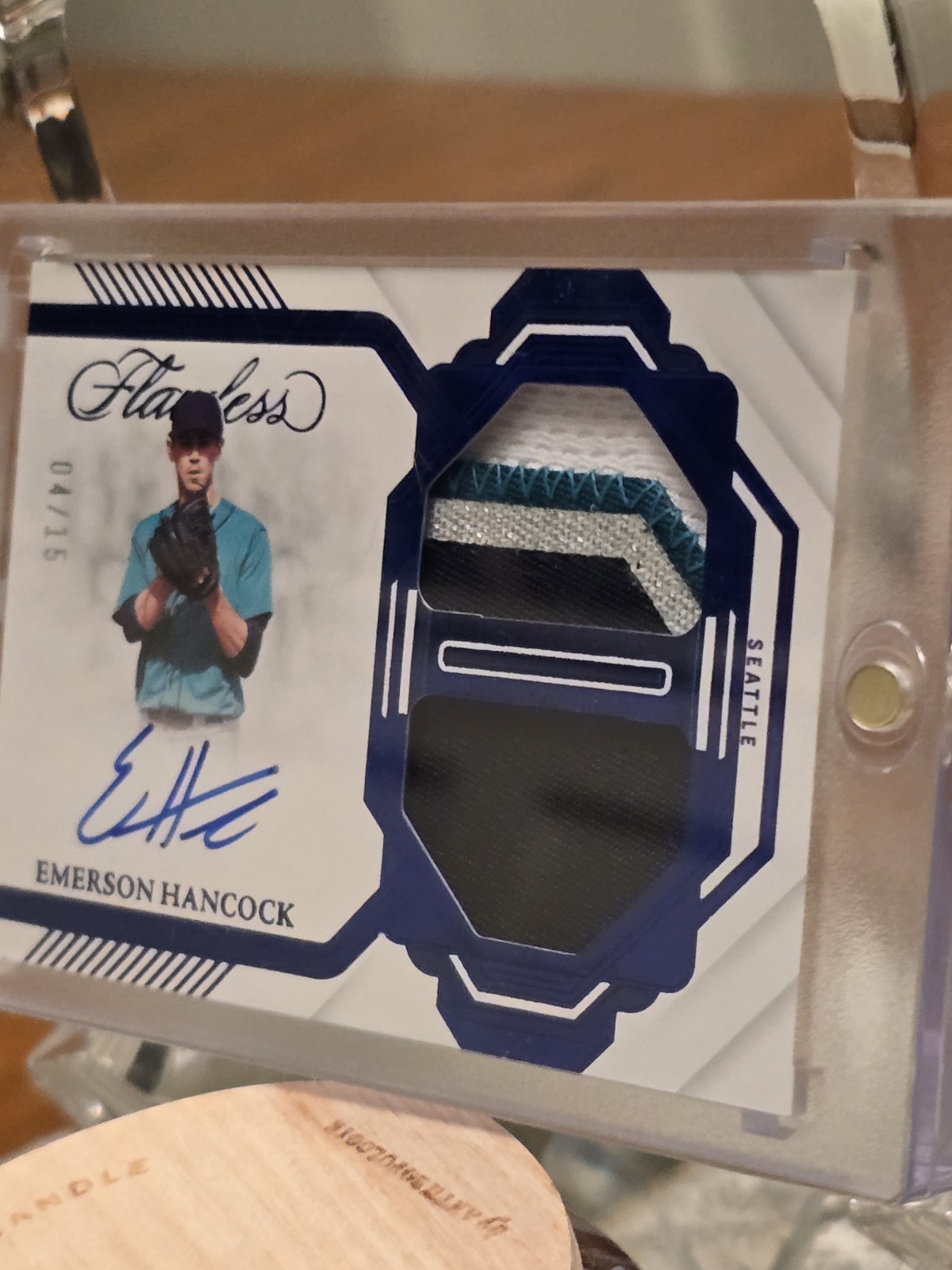 2023 Panini Flawless EMERSON HANCOCK /15 Signature Auto Patch Sapphire Mariners  view 4