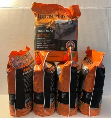LOT OF (5) QUICK DAM 24X12X3.5 FLOOD BAGS QD1224-6 (PACKS OF 6)  NEW IN PACKAGE
