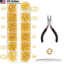 Phinus 1200P Gold Jump Rings, Jewelry Repair Kit with Ring Pliers