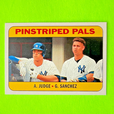 2018 Topps Heritage #183 Pinstriped Pals (Aaron Judge - Gary Sanchez) Yankees
