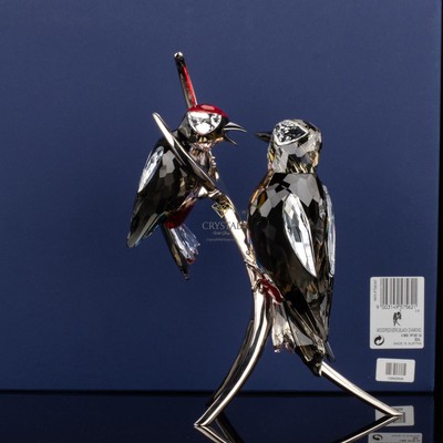 Swarovski Figurine Crystal Paradise Woodpeckers Black Diamond