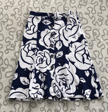 Maeve by Anthropologie Blue White Floral Button Front Lined A-Line Skirt S