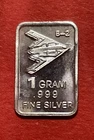 Fine Silver B-2 “Stealth” Bomber Art Bar! 1 Gram Of .999 Pure Silver!