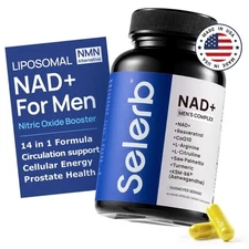 Selerb Men's NAD+ with Liposomal-NAD+, CoQ10 & Maca for Energy & Vitality, 60ct
