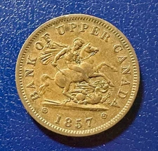 Beautiful 1857 Upper Canada One Penny Token KM Tn3