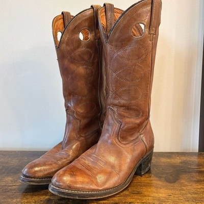 Acme Vintage Mens Cowboy Boots 8D Brown Leather 13  Western Pull On USA Made
