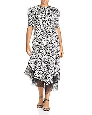 Lost Ink Plus Lace-Trim Animal-Print Dress