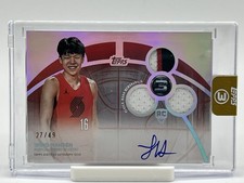 2025-26 Topps 3 Yang Hansen RC Rookie Triple Patch Auto 27/49 #RPH-YH Blazers