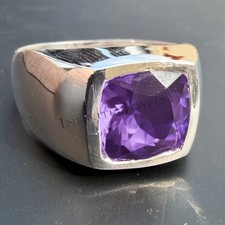 925 Sterling Silver Handmade Amethyst Ring Men  s Signet Statement Jewelry