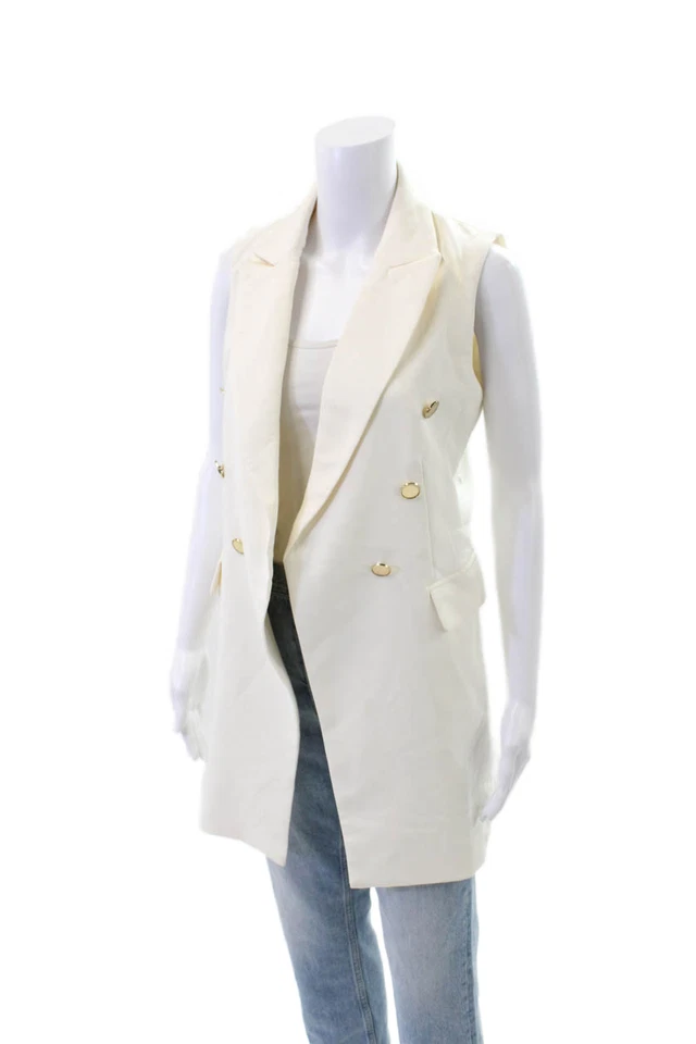 Abrigo Joie Mujer Doble Pecho Sin Mangas Marfil Talla Pequeña Foto 2 de 4