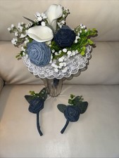 Forever Denim Rose Bridal Bouquet Corsage Boutonni re Wedding Anniversary