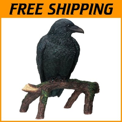 Exquisite Black Raven Bird Statue Gothic Collectible=