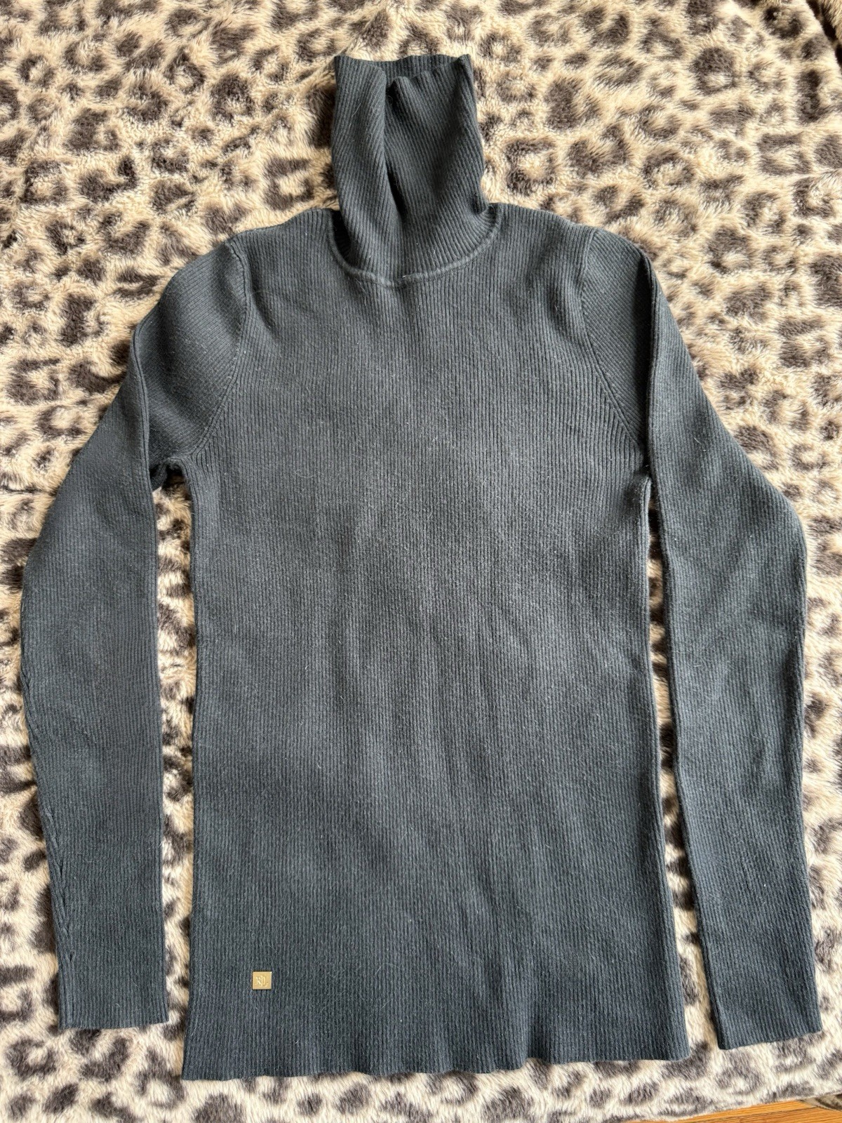 Lauren Ralph Lauren Gray Logo Knit Turtleneck Pullover Sweater Women’s Size M