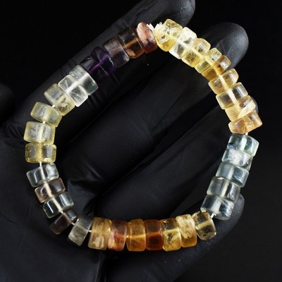 TOP 188,00 kt Multicolor Fluorit Armband Perlen dehnbar VK 42 E747
