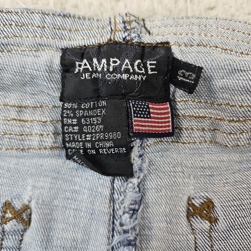 Vtg Rampage Jeans Juniors 13 Light Wash Low Rise Belted Flare Y2K Hip Hugger - Picture 3 of 18