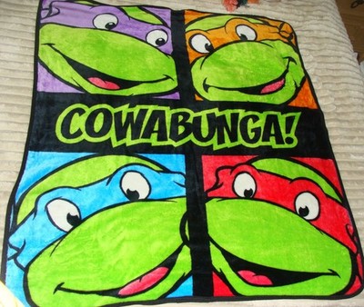 Teenage Mutant Ninja Turtles Fleece Blanket Throw COWABUNGA Nickelodeon 50x42 in