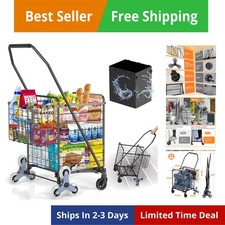 Upgrade Shopping Cart for Groceries, 280 LBS Large Grocery Cart with Waterpr...