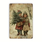 Vintage Christmas Tree Kids Tin Metal Signs Home Décor Wall Art 8x12