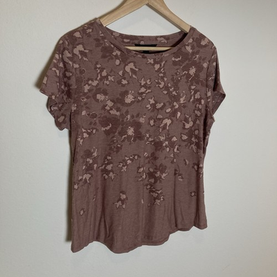 #ad #ad Simply Vera VeraWang Abstract Print Long Sleeve Top Size L Soft Brown Casual $7.99