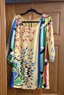 Tibi Women s 100% Silk Peacock Print Dress, Size 6, GUC