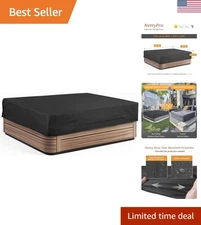 Elegant Black Spa Cover - 84x65 Inch Waterproof and Fade Resistant Protection