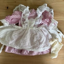 American Girl Samantha Birthday Striped Party Dress White Pinafore Socks