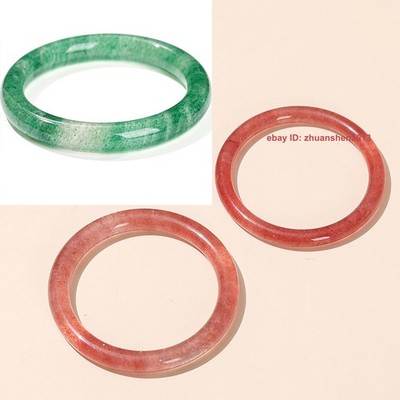53-62mm Natural Strawberry Crystal Gemstone Round Smooth Bangle Lucky Bracelet