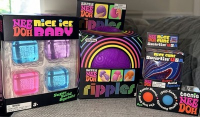 Needoh Bundle Super Ripples Nice Ice Baby 4pk USA Nice Cube Teenie Groovy Globs