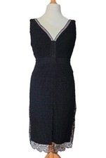 Wallis Black Lace Dress UK12 Midi Cocktail Evening Occasion Dress Excellent Cond