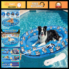 Inflatable Dog Pool Float 55x35" with Rope - Puppy Raft for Small Medium Large D