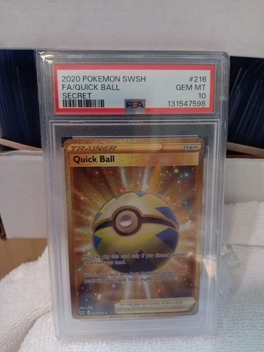 POKEMON 2020 Sword & Shield Secret Rare Trainer QUICK BALL #216 PSA 10 Gem Mint