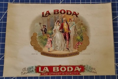 1924 LA BODA Cigar Box Label Unused Tobacco Vintage