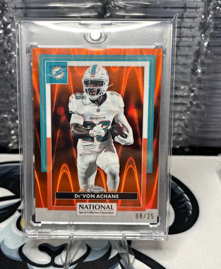Topps 2024 Chrome De'Von Achane Dolphins Orange National /25 NFL-12