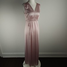 Vintage 1970s Vanity Fair Pink Antron III Nylon Grecian Maxi Nightgown 34 USA