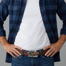 Vintage Pipefitter 1990 Belt Buckle Silver tone Red  Blue Embellishment Tools