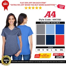 A4 NW3381 Women's Topflight Heather V-Neck Moisture Wicking Tee Top T-Shirt