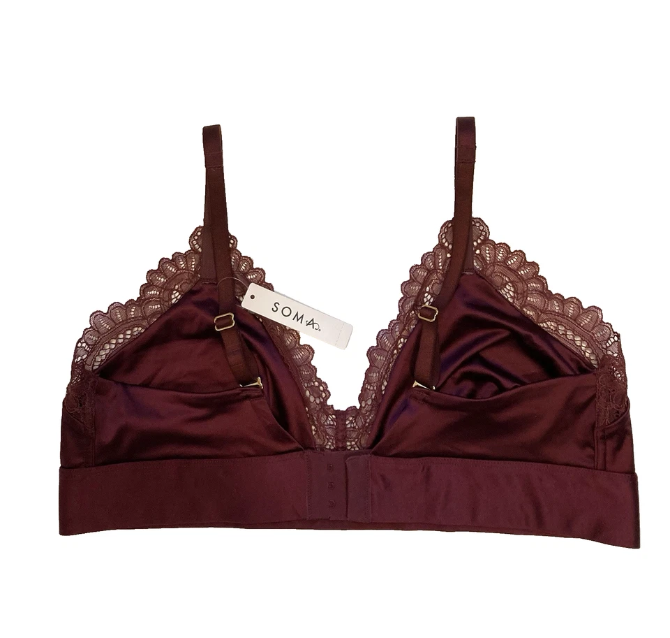 Nuevo con etiquetas Sujetador Soma Talla XL Terciopelo Ciruela Inalámbrico Satén y Encaje Foto 4 de 4