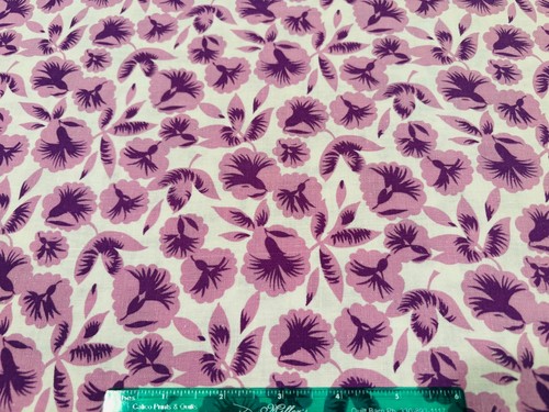 Vintage Cotton 1940s Feedsack Fabric Pink Purple Morning Glories Floral 1/2 Sack