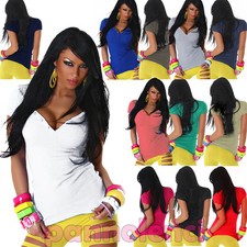 Top maglia donna bottoni maniche corte COLORI MODA scollo V AS-8991