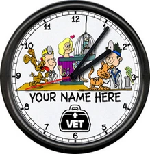 Personalized Clinic Veterinarian Male Dr. Vet Assistant Dog Cat Sign Wall Clock