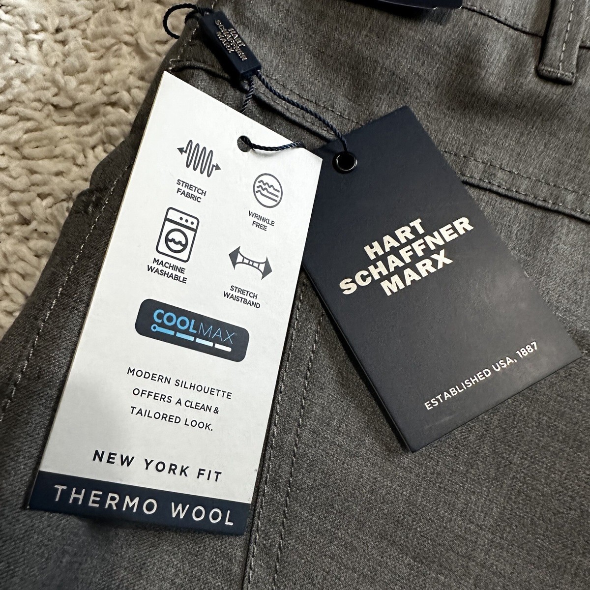 Hart Schaffner Marx pants size 42 Regular Gray New York Fit Thermo  display picture 1
