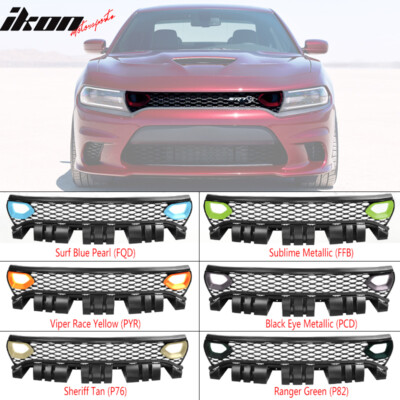 IKON MOTORSPORTS SRT Style Front Upper & Lower Grille With LED Lights For 2015-2023 Dodge Charger