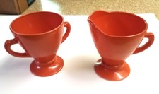 Vintage Hazel Atlas Milk Glass Platonite Moderntone Coral Pink Sugar  Creamer